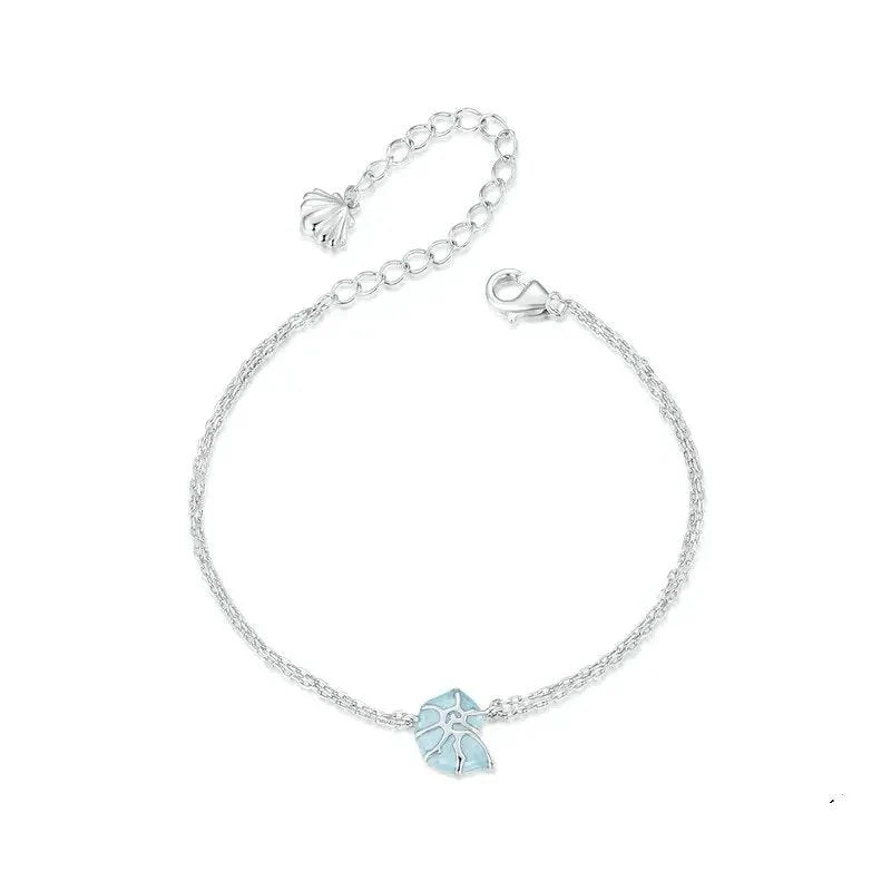 Blue Seashell Link Chain Bracelets