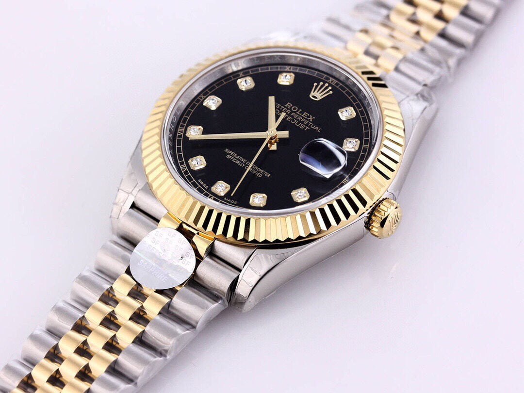 DATEJUST 41 TWO-TONE BLACK DIAL DIAMOND NUMERALS