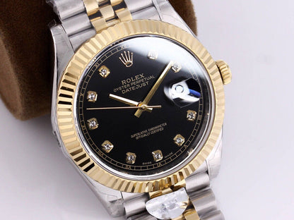 DATEJUST 41 TWO-TONE BLACK DIAL DIAMOND NUMERALS