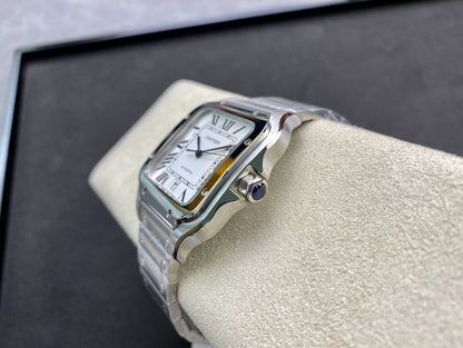 SANTOS DE CARTIE LARGE STEEL CASE WHITE DIAL