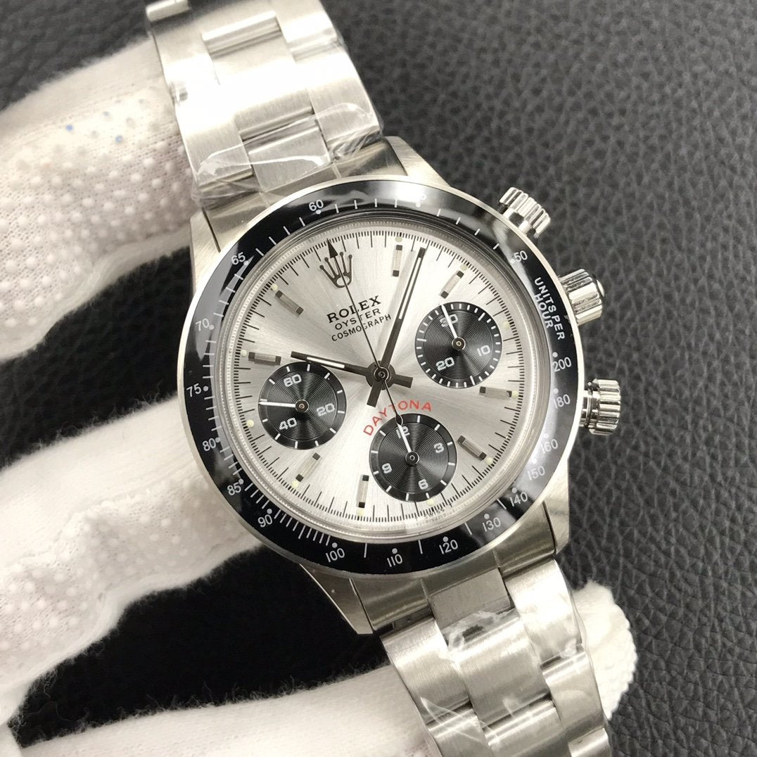 DAYTONA 38MM VINTAGE BLACK BEZEL SILVER DIAL