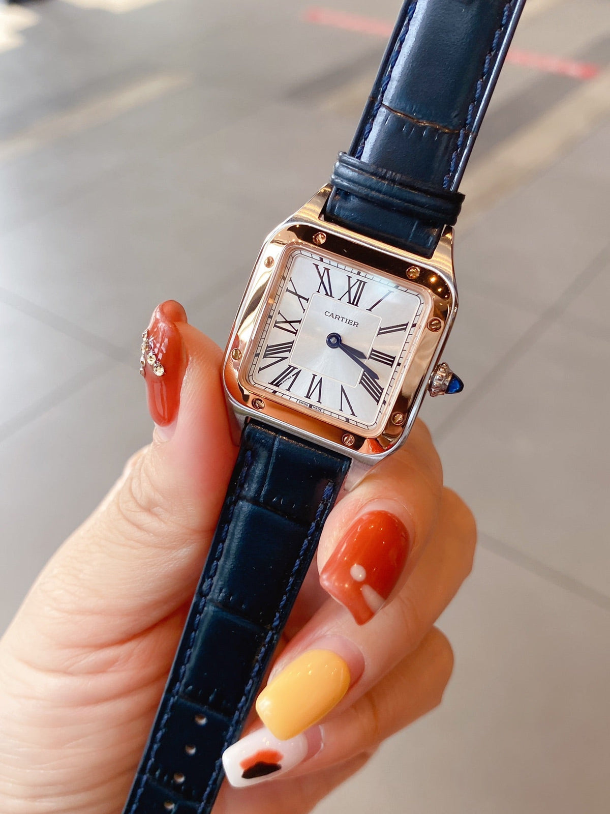 SANTOS DE CARTIE QUARTZ 28MM ROSE GOLD STEEL