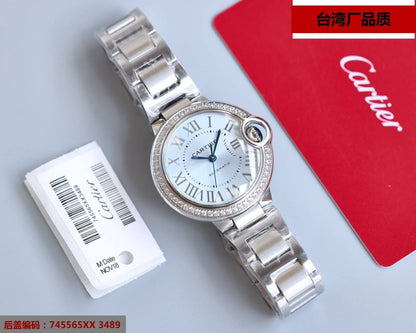 BALLON BLEU 33MM STEEL ICE BLUE DIAL DIAMOND BEZEL