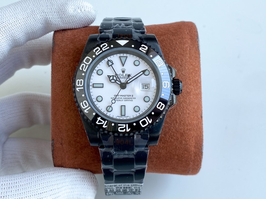 GMT-MASTER II CUSTOM ALL BLACK BEZEL WHITE DIAL