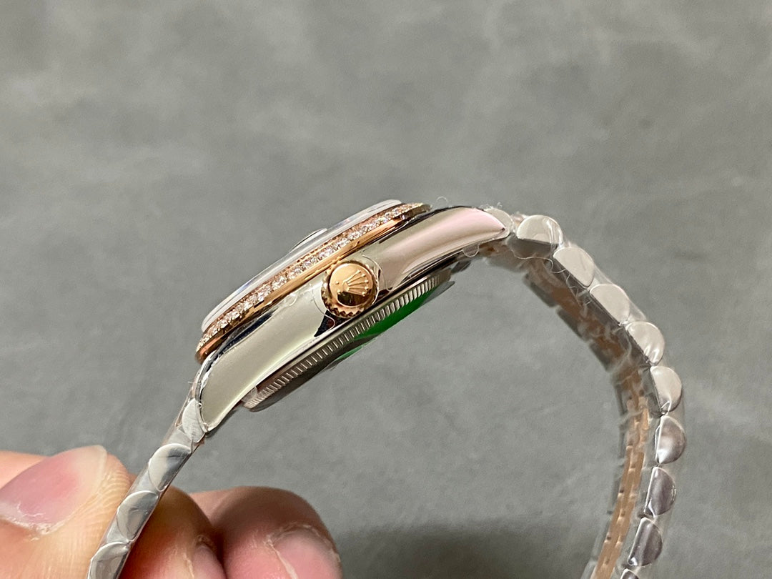 DATEJUST 31MM PINK GOLD STEEL AUBERGINE DIAL