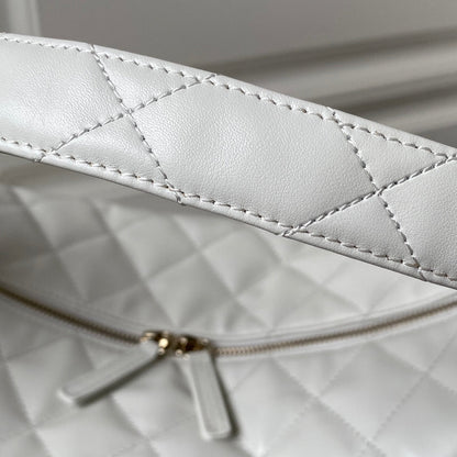CC LARGE HOBO 37CM WHITE LAMBSKIN GOLD HARDWARE