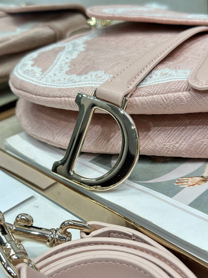 CD Saddle Bag 25.5cm Pink in Denim 288052