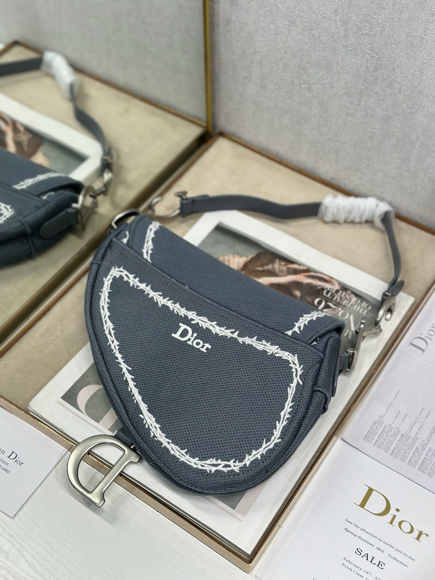 CD Saddle Bag 25.5cm Gray in Denim 288056