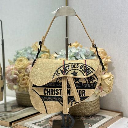 CD Saddle Bag 25.5cm Natural Beige in Denim 288070
