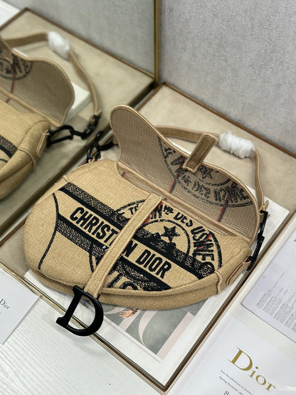 CD Saddle Bag 25.5cm Natural Beige in Denim 288070