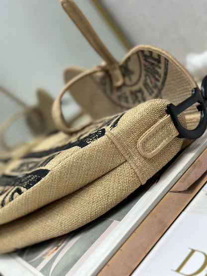 CD Saddle Bag 25.5cm Natural Beige in Denim 288070