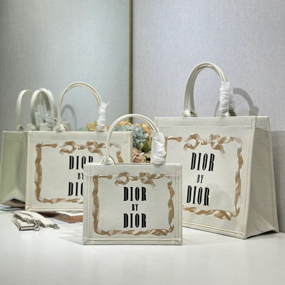 CD Book Tote White in Canvas 288122