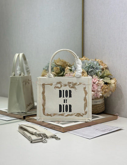 CD Book Tote White in Canvas 288122