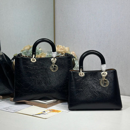 CD Diorissimo Black in Ostrich-patterned Cowhide 288189
