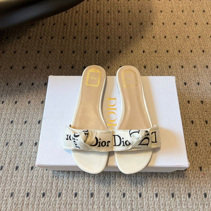 CD 26SS Letter Webbing Flat Sandals White in Fabric 789473