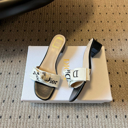 CD 26SS Letter Webbing Sandals 40 Black White in Fabric 789474