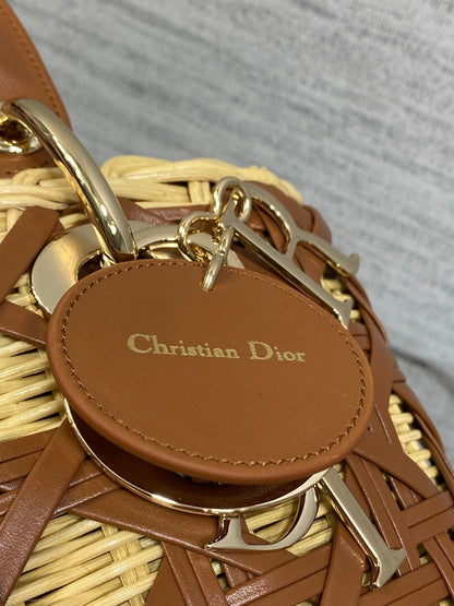 CD Lady Dior Bag 24cm Brown in Rattan 155500
