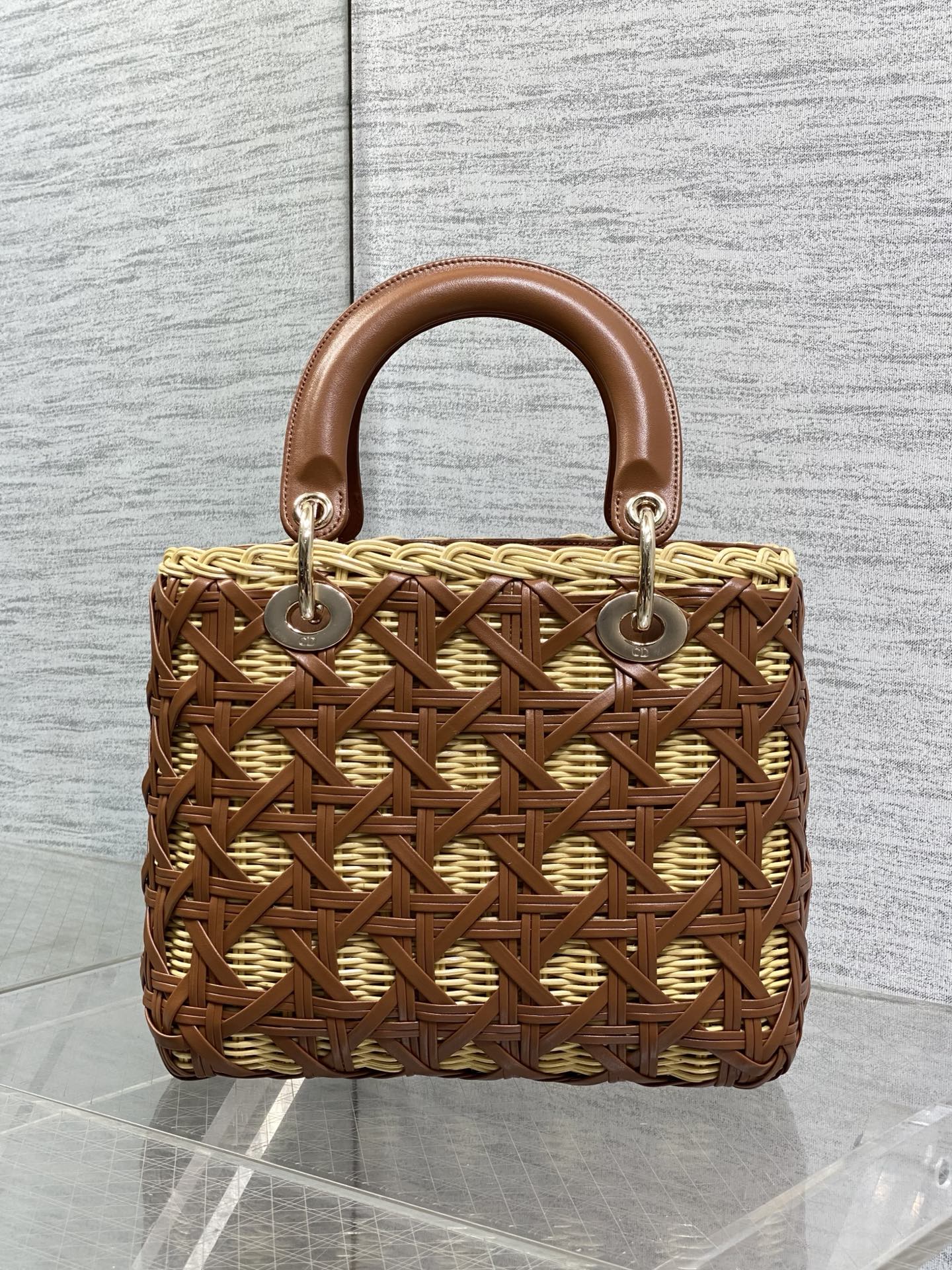 CD Lady Dior Bag 24cm Brown in Rattan 155500