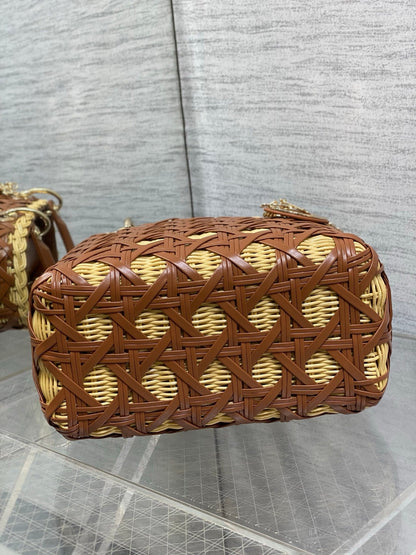 CD Lady Dior Bag 24cm Brown in Rattan 155500