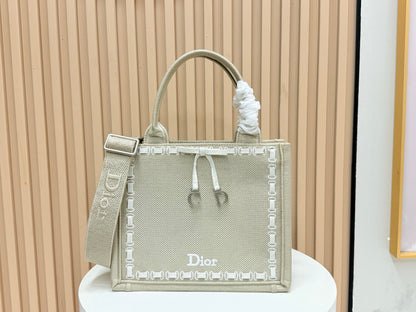 CD Book Tote Bag with Strap Beige in Embroidery 155367