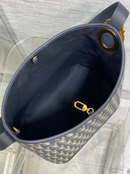 CD Médaillon Bucket Bag 26.5cm Navy Blue in Cowhide 155530