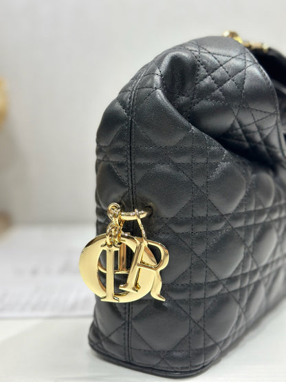 CD Lady Dior Shoulder Bag 27cm Black in Sheepskin 155546