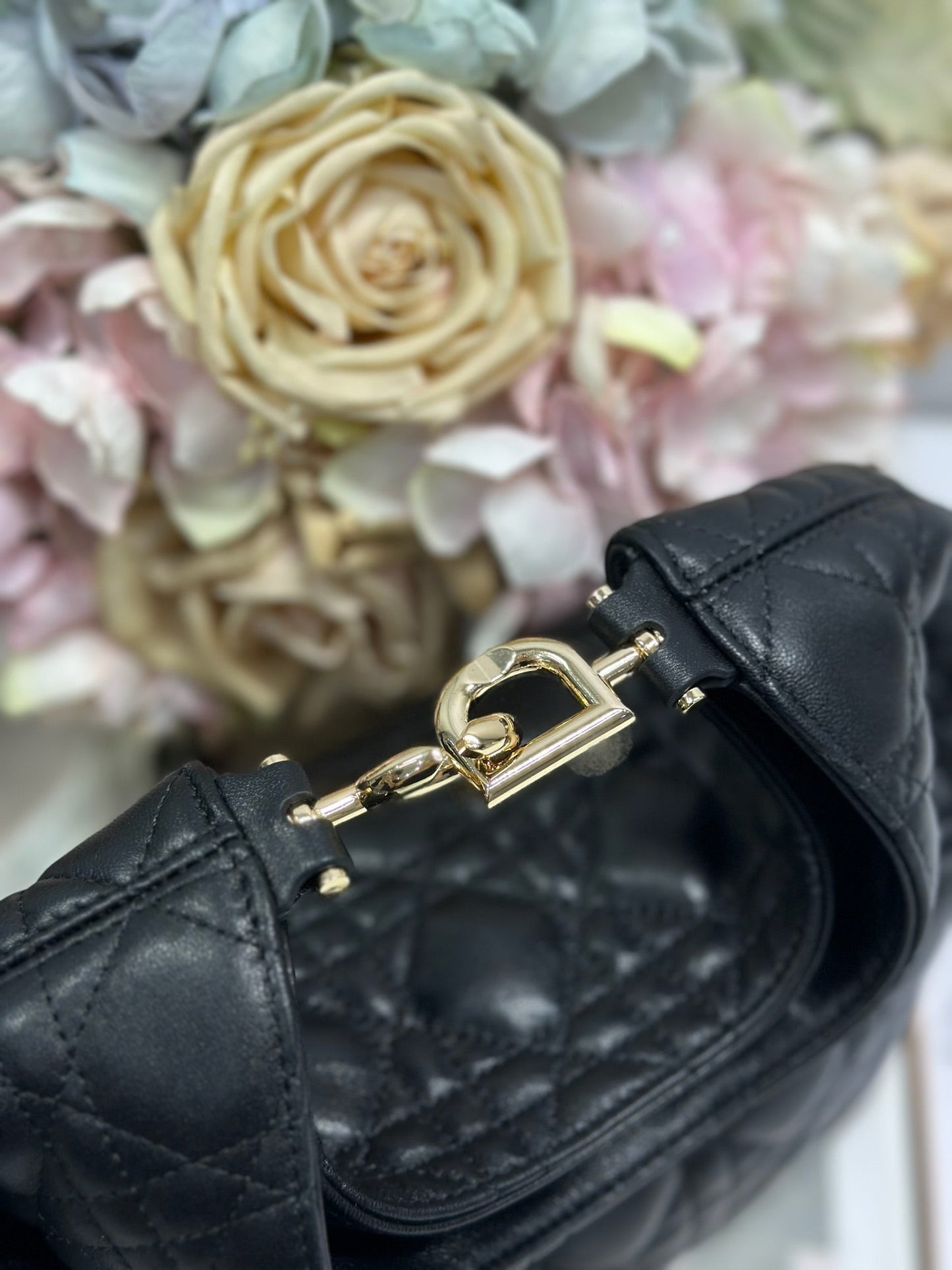 CD Lady Dior Shoulder Bag 27cm Black in Sheepskin 155546