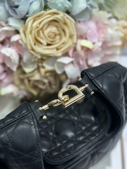 CD Lady Dior Shoulder Bag 27cm Black in Sheepskin 155546