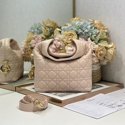 CD Lady Dior Shoulder Bag 27cm Light Pink in Sheepskin 155553