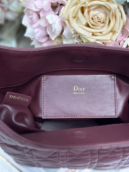 CD Lady Dior Shoulder Bag 27cm Burgundy in Sheepskin 155556