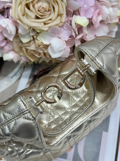 CD Lady Dior Shoulder Bag 27cm Silver Metallic in Sheepskin 155562