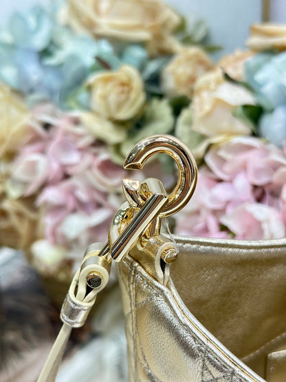 CD Lady Dior Shoulder Bag 27cm Gold Metallic in Sheepskin 155559