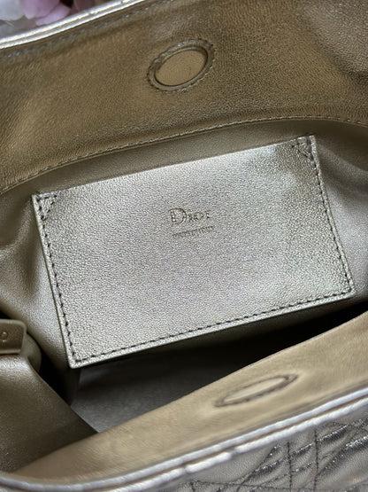 CD Lady Dior Shoulder Bag 27cm Gold Metallic in Sheepskin 155559