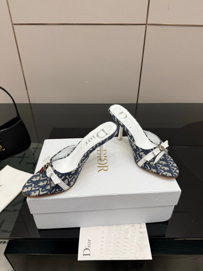 CD 26 Mule Heels 85 Navy Blue in Fabric 803246