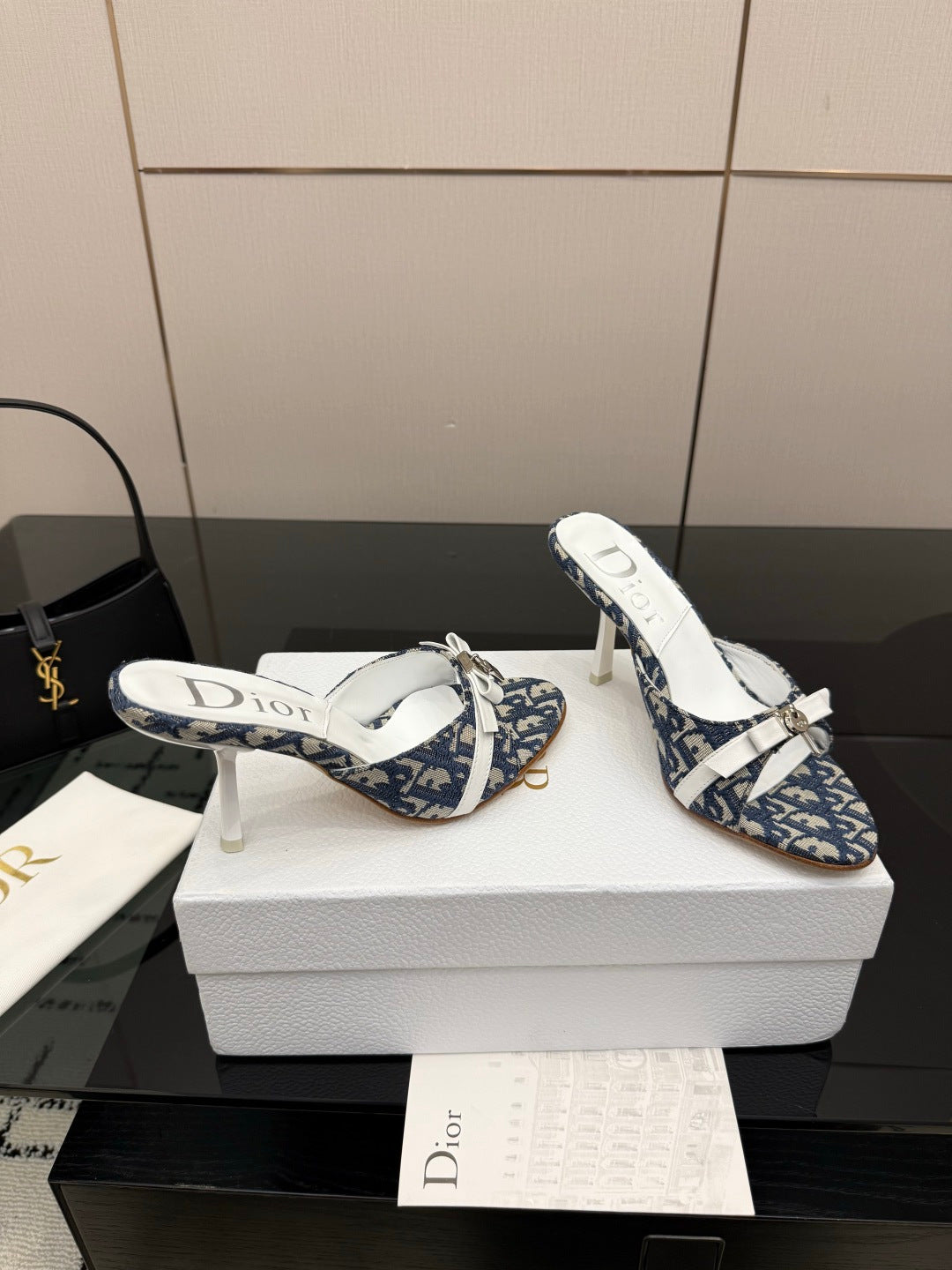 CD 26 Mule Heels 85 Navy Blue in Fabric 803246
