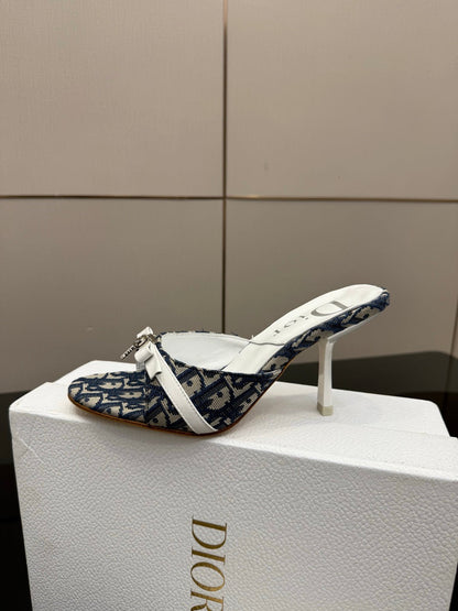 CD 26 Mule Heels 85 Navy Blue in Fabric 803246