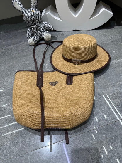 Prada Tote Bag & Hat Set Plant Grass 209735