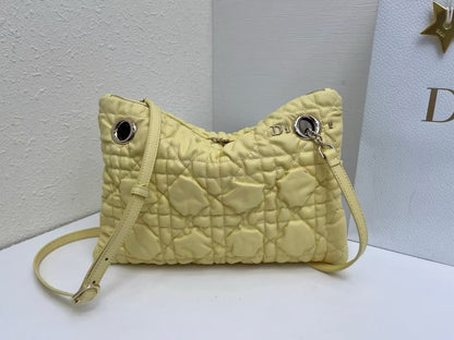 CD Small Cannage Quilted Tote Bag Yellow Cowhide 158106