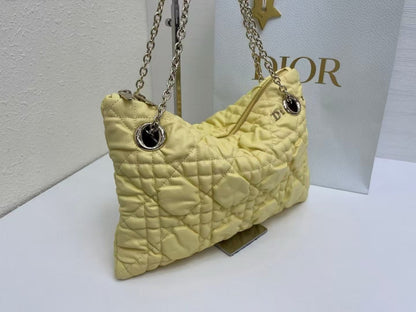 CD Small Cannage Quilted Tote Bag Yellow Cowhide 158106