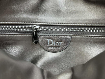 CD Small Cannage Quilted Tote Bag Silver Metallic Cowhide 158105