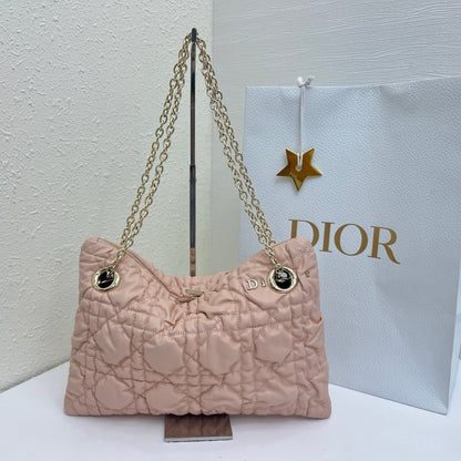 CD Small Cannage Quilted Tote Bag Pink Cowhide 158101