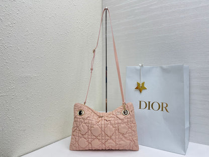 CD Small Cannage Quilted Tote Bag Pink Cowhide 158101