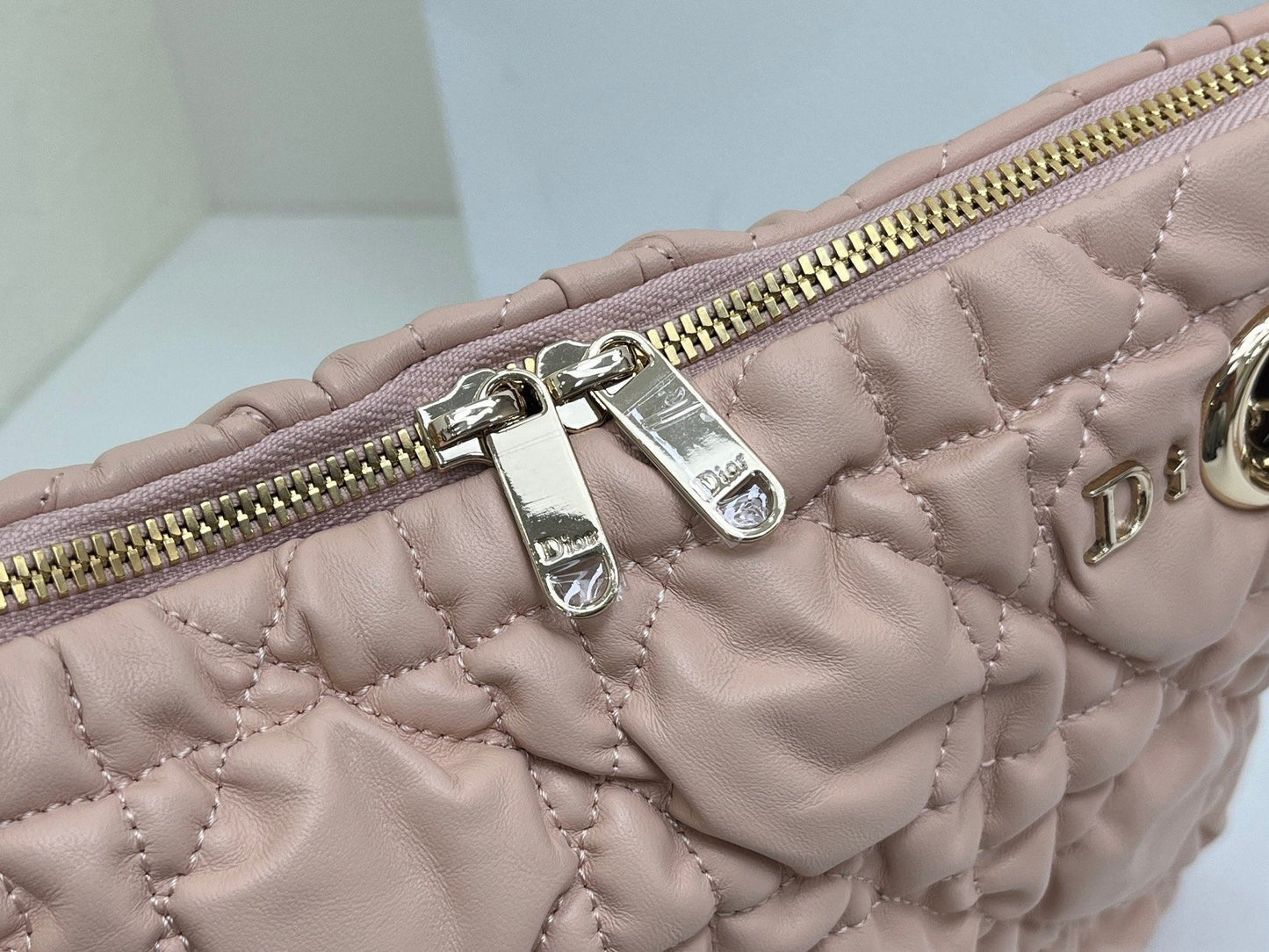 CD Small Cannage Quilted Tote Bag Pink Cowhide 158101