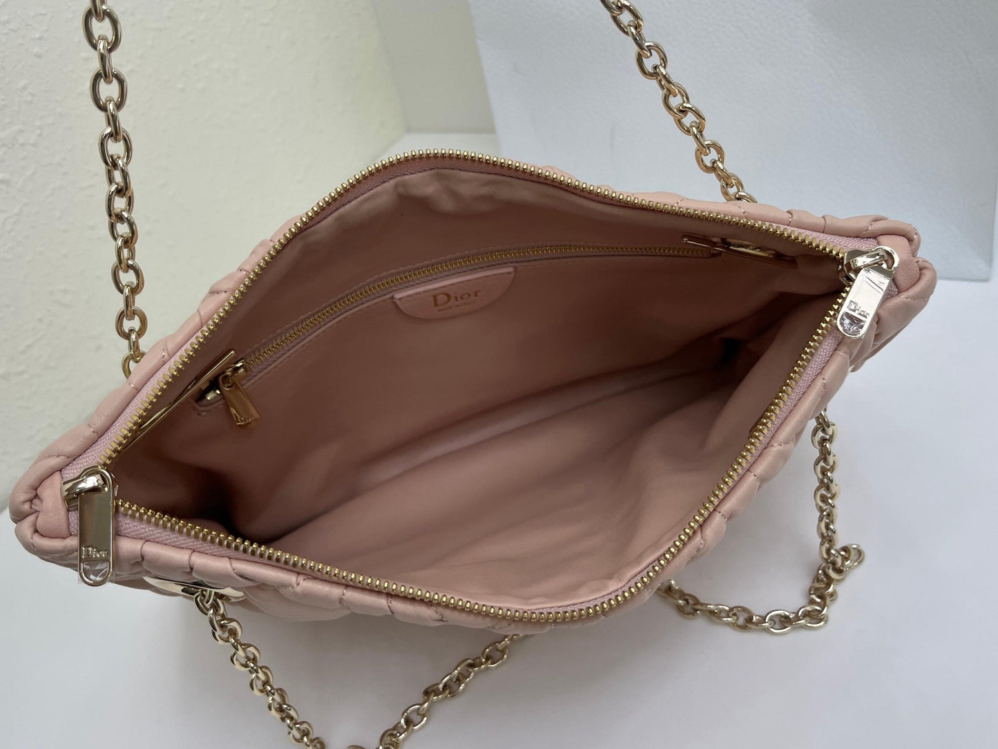 CD Small Cannage Quilted Tote Bag Pink Cowhide 158101