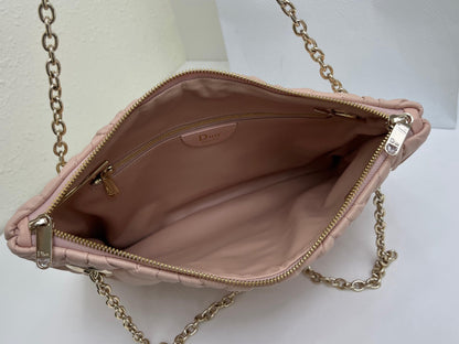 CD Small Cannage Quilted Tote Bag Pink Cowhide 158101