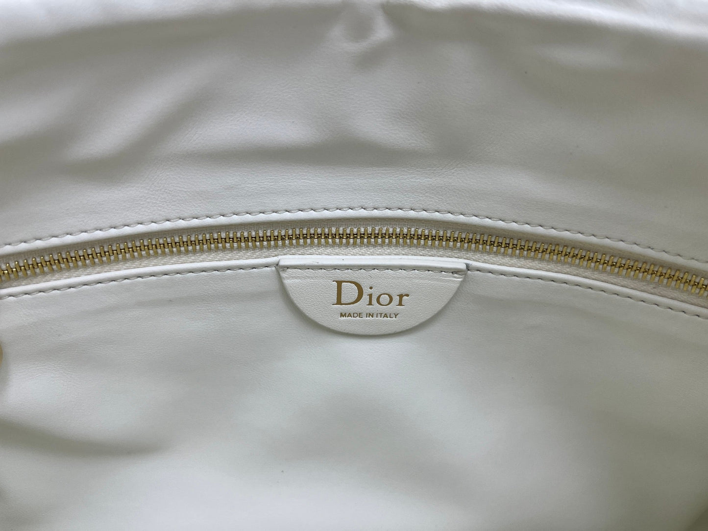 CD Small Cannage Quilted Tote Bag White Cowhide 158100