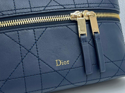 CD Cannage Vanity Chain Bag 19cm Navy Cowhide 158124