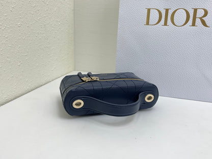 CD Cannage Vanity Chain Bag 19cm Navy Cowhide 158124