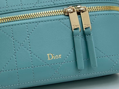 CD Cannage Vanity Chain Bag 19cm Turquoise Blue Cowhide 158123