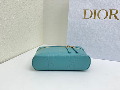 CD Cannage Vanity Chain Bag 19cm Turquoise Blue Cowhide 158123